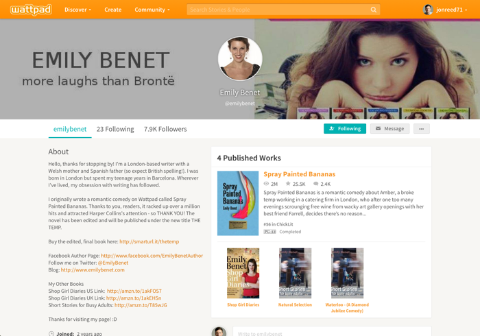 Emily Benet on Wattpad